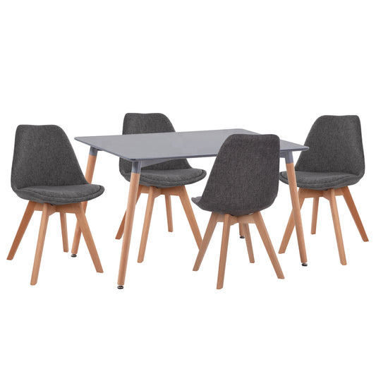 Dining Set 5pcs Vegas Hm21177 Mdf Top In Grey--fabric In Grey