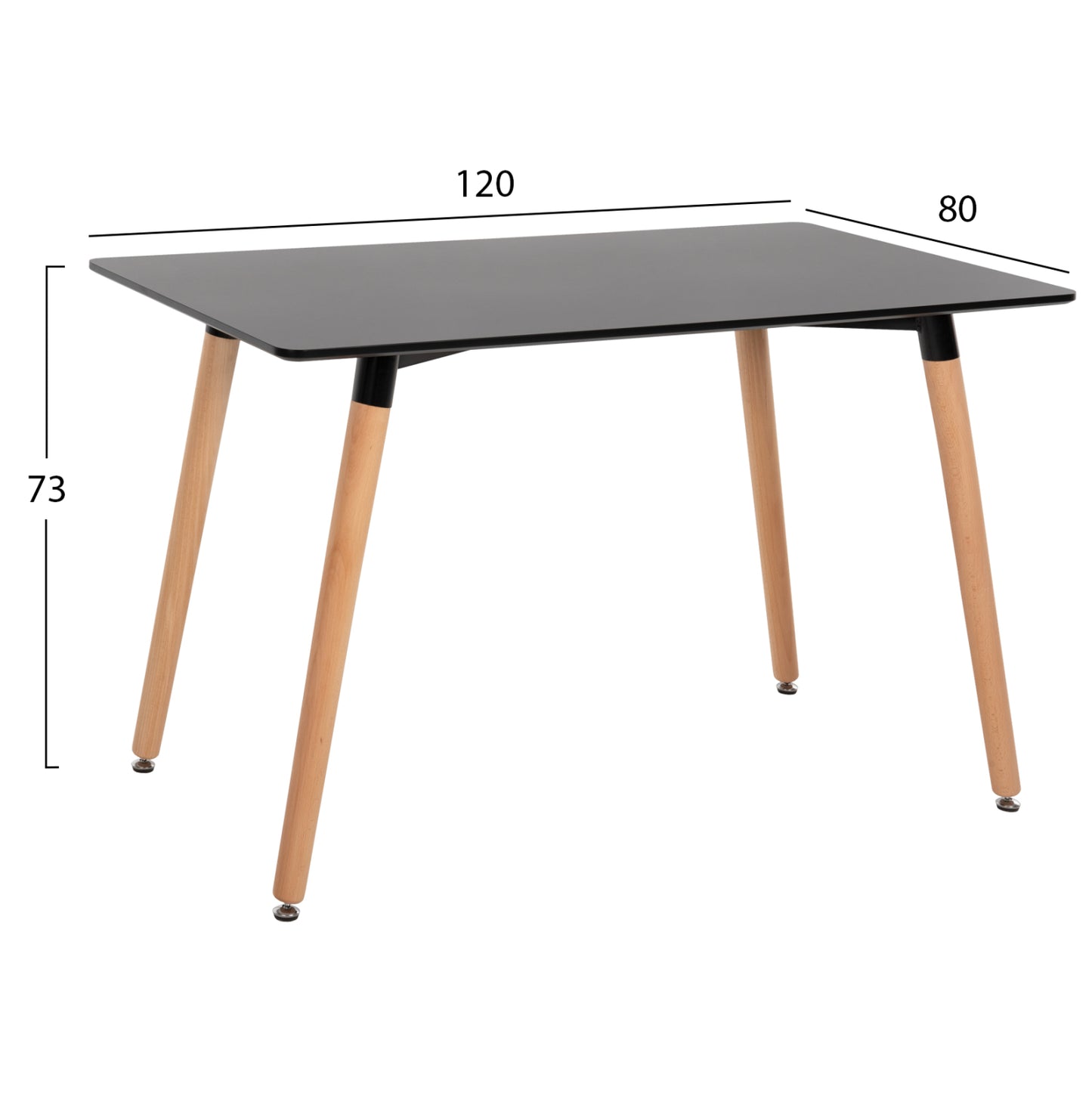Dining Set 5pcs Minimal Hm21178 Mdf Top In Black-frames In Natural Wood Color
