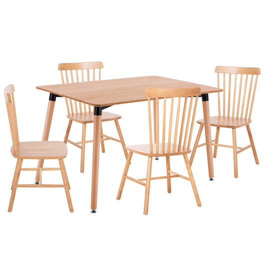 Dining Set 5pcs Lucien Hm21183 Mdf Top & Beech Wood In Natural Color