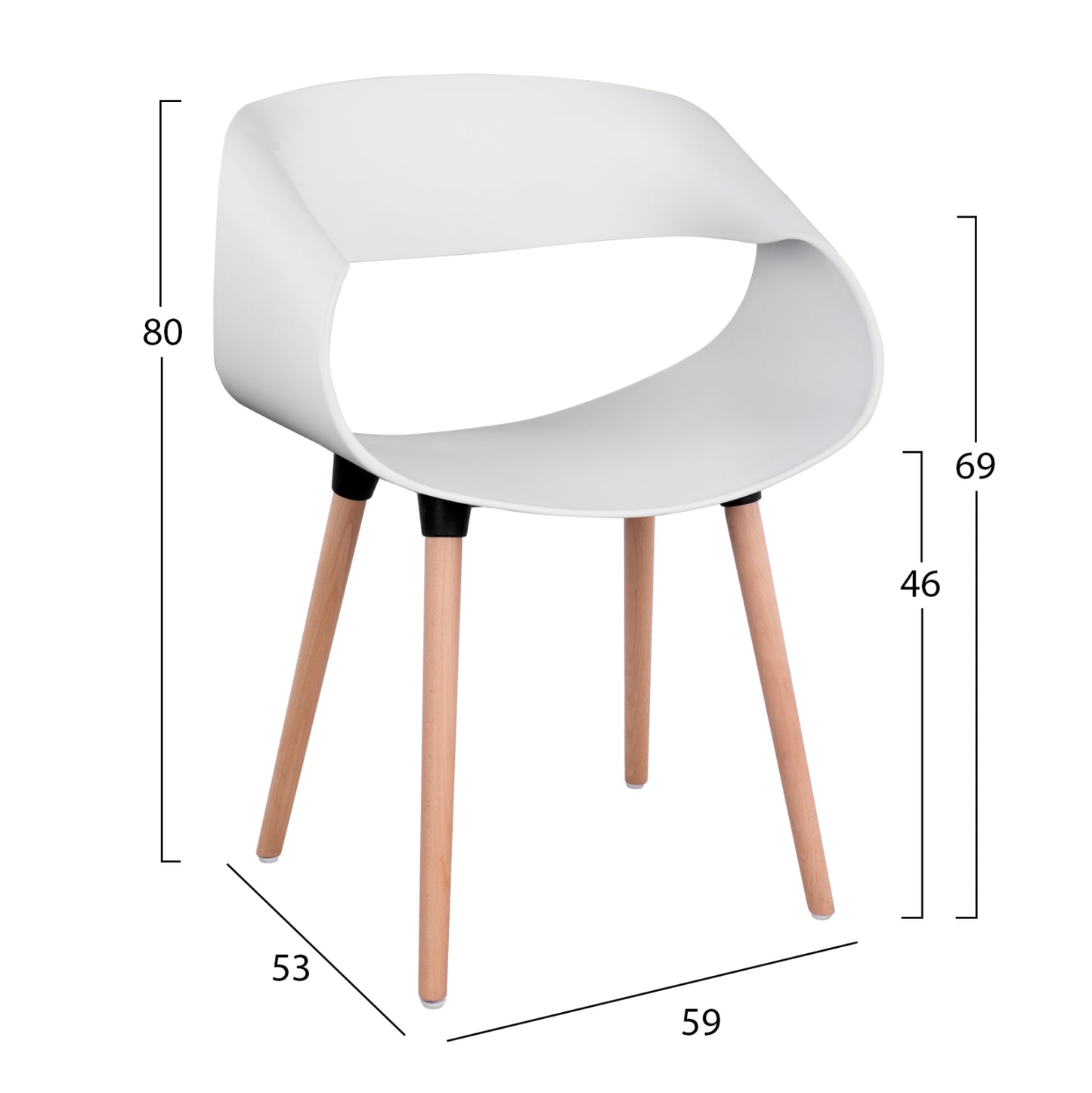 Dining Set 5pcs Maggie Hm21186 Mdf Top & Polypropylene In White Color