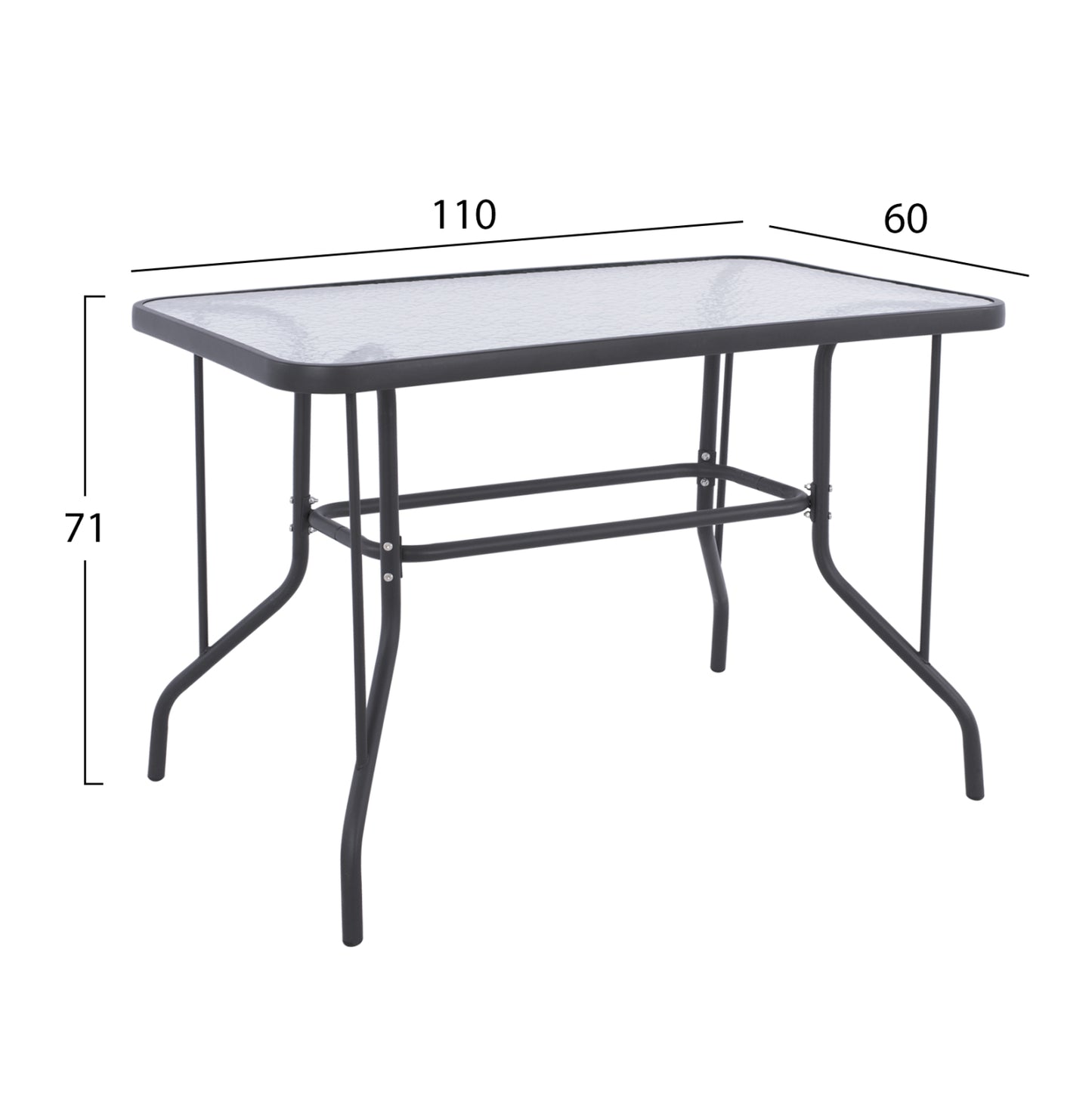 Outdoor Dining Set 5pcs Adam Hm21219 Metal Chairs & Table 110x60 Grey