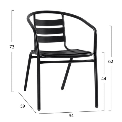 Outdoor Dining Set 5pcs Adam Hm21220 Metal Chairs & Table 110x60 Black