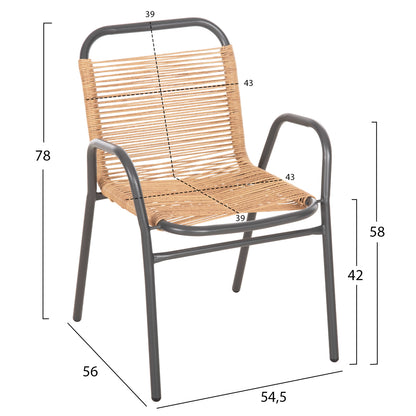Outdoor Dining Set 5pcs Avril Hm21221.01 Metal Chairs & Table 110x60 Grey-natural