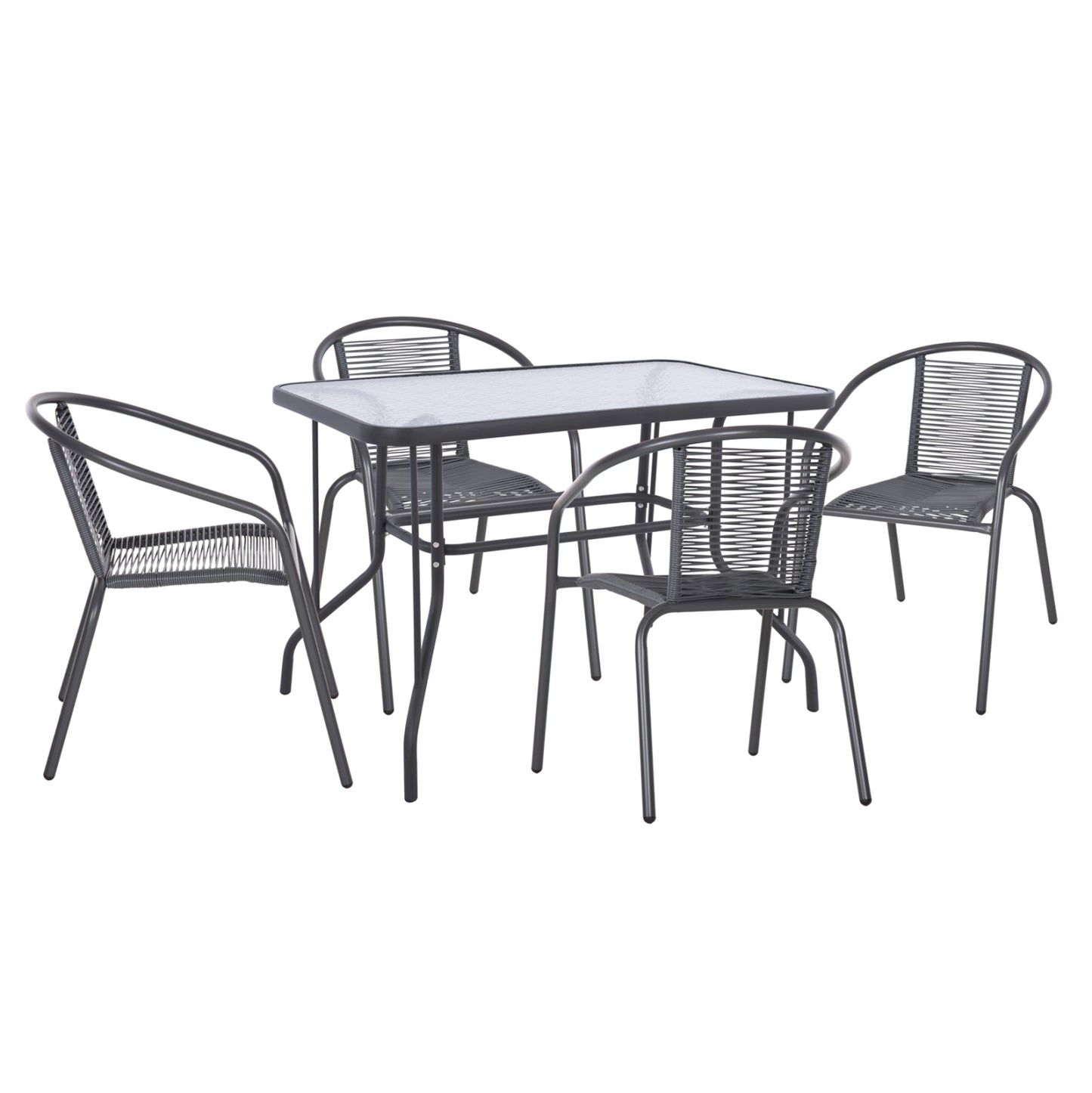 Outdoor Dining Set 5pcs Swifter Hm21222 Metal Chairs & Table 110x60 Grey