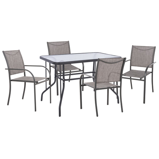 Outdoor Dining Set 5pcs Redan Hm21223 Table & 4 Armchairs In Grey