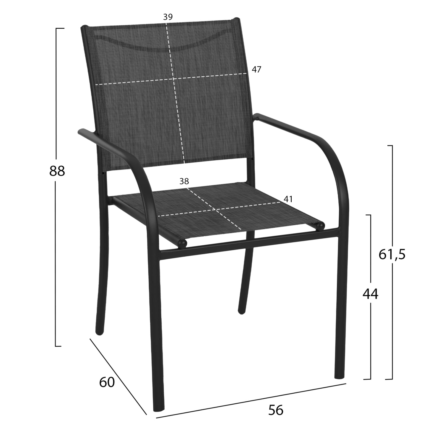 Outdoor Dining Set 5pcs Redan Hm21223.01 Table & 4 Armchairs In Black