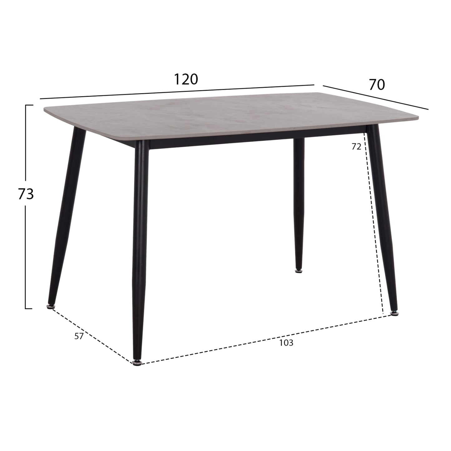 Dining Set 5pcs Raven Hm21224.03 Ceramic Top Grey Marble--grey Velvet