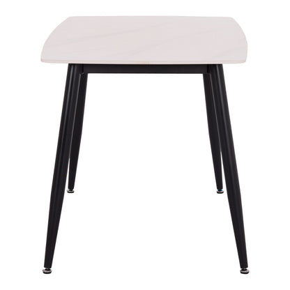 Dining Set 5pcs Raven Hm21266.01 Ceramic Top White Marble--pu In Cream White
