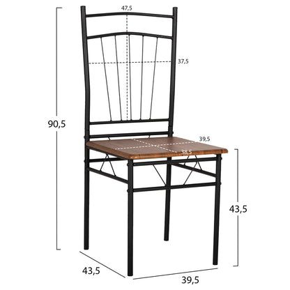 Dining Set 5pcs Peary Hm9416.11 Black Metal-mdf In Walnut Color 110x60x74hcm.