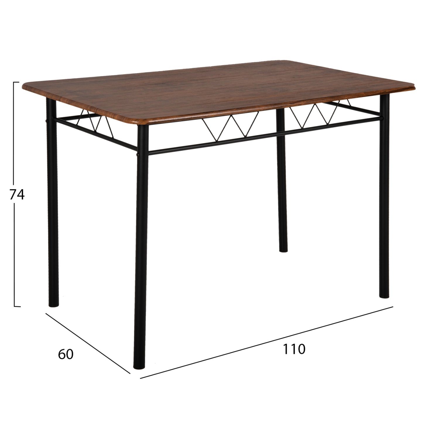Dining Set 5pcs Peary Hm9416.11 Black Metal-mdf In Walnut Color 110x60x74hcm.