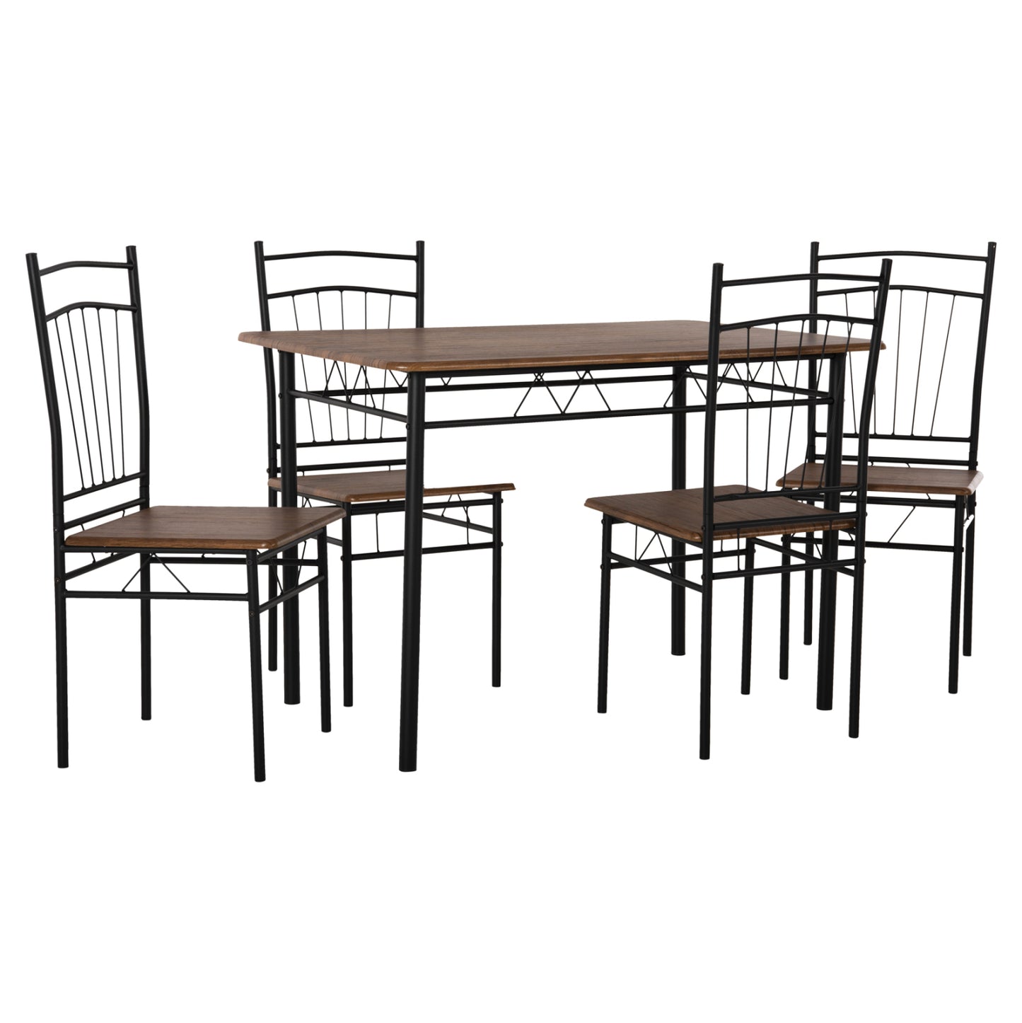 Dining Set 5pcs Peary Hm9416.11 Black Metal-mdf In Walnut Color 110x60x74hcm.