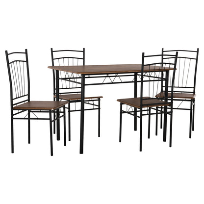 Dining Set 5pcs Peary Hm9416.11 Black Metal-mdf In Walnut Color 110x60x74hcm.