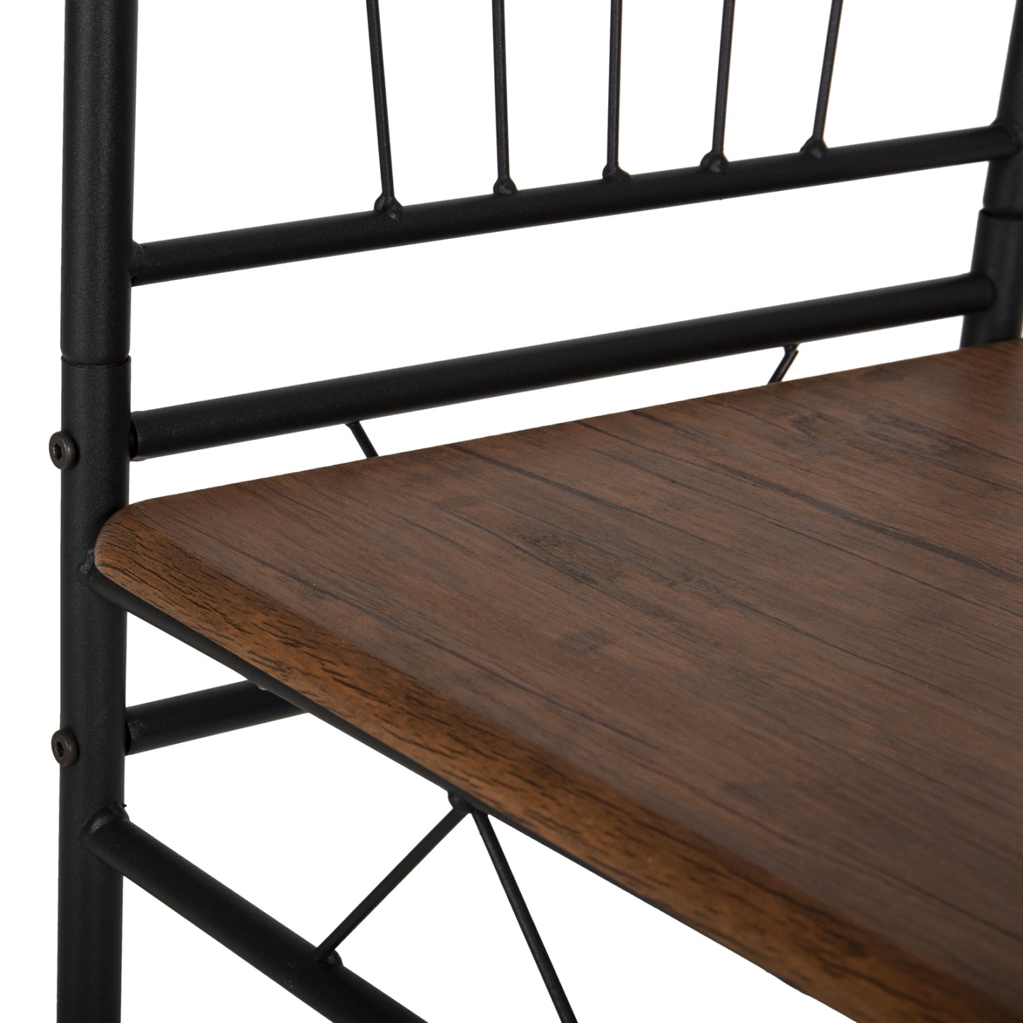 Dining Set 5pcs Peary Hm9416.11 Black Metal-mdf In Walnut Color 110x60x74hcm.