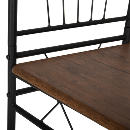 Dining Set 5pcs Peary Hm9416.11 Black Metal-mdf In Walnut Color 110x60x74hcm.