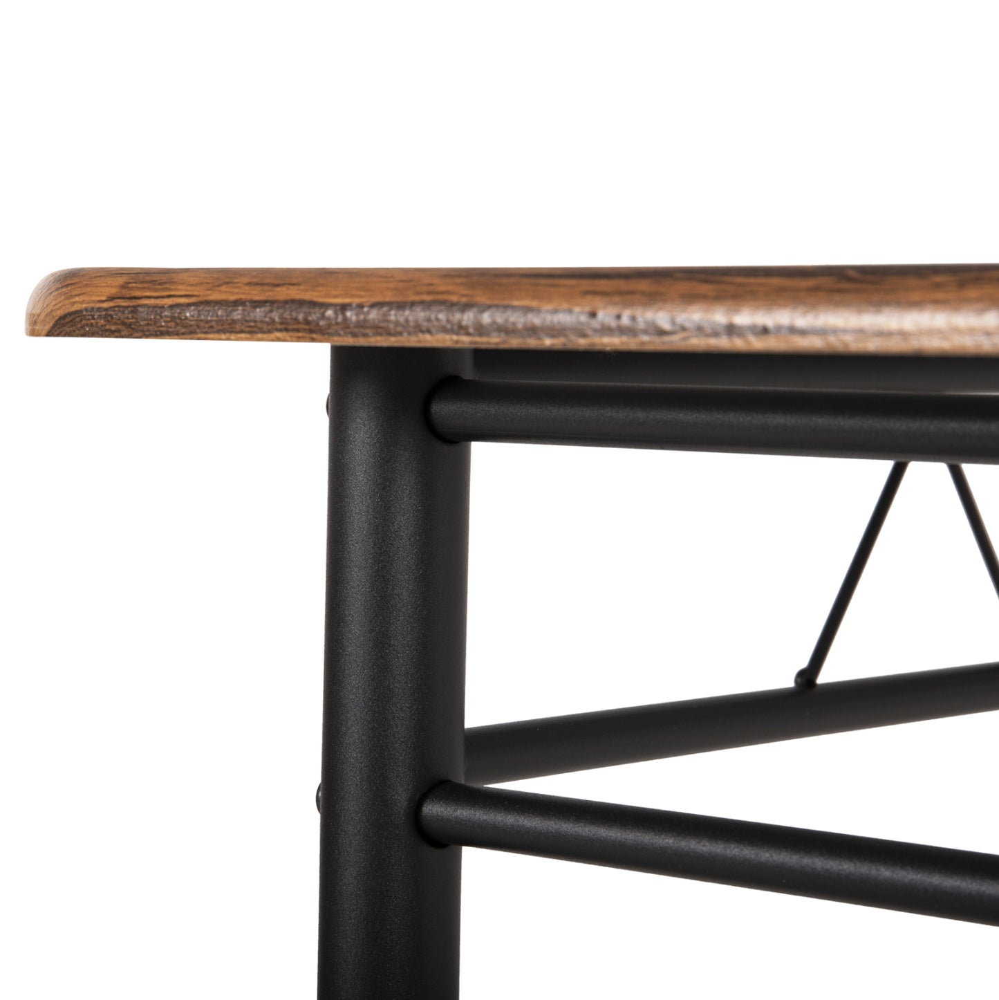 Dining Set 5pcs Peary Hm9416.11 Black Metal-mdf In Walnut Color 110x60x74hcm.