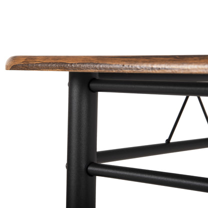 Dining Set 5pcs Peary Hm9416.11 Black Metal-mdf In Walnut Color 110x60x74hcm.
