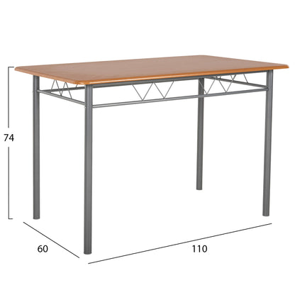 Dining Set 5pcs Peary Hm9416.12 Silver Metal-mdf In Sonama Color 110x60x74hcm.