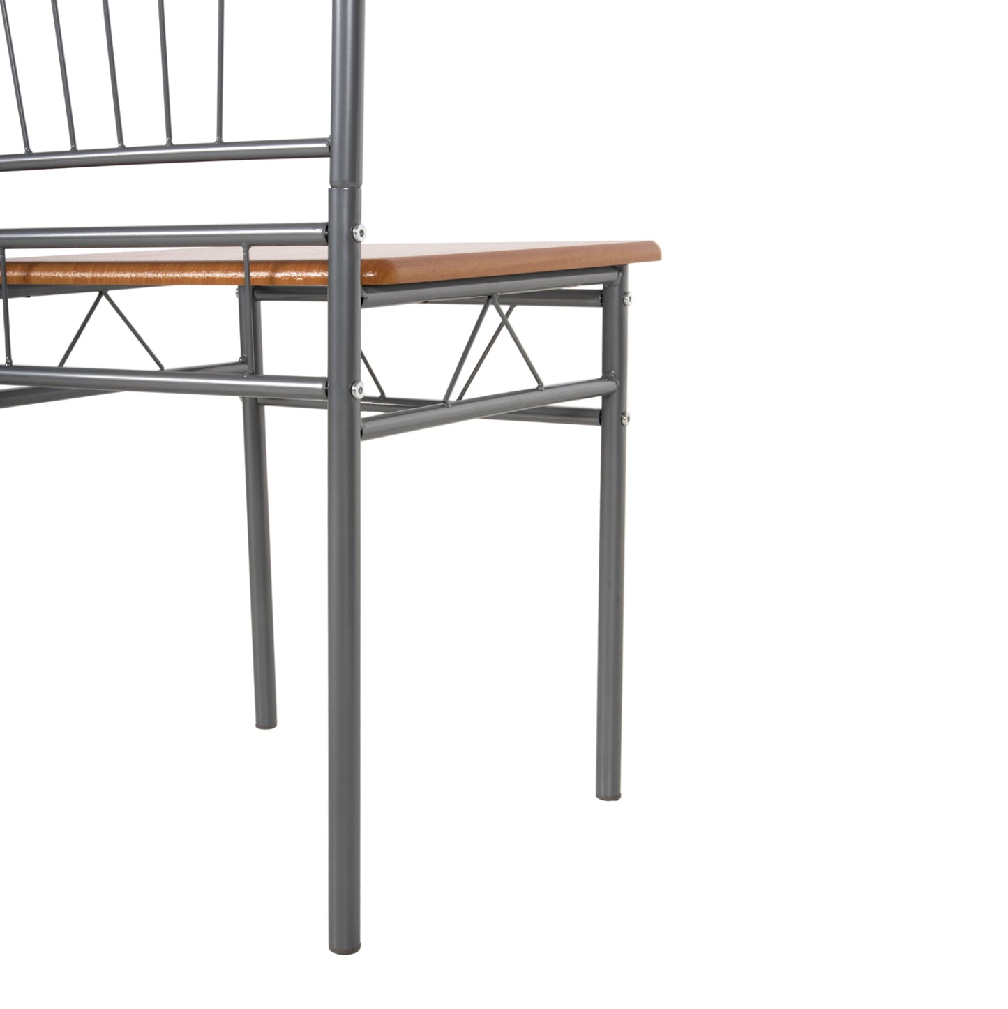 Dining Set 5pcs Peary Hm9416.12 Silver Metal-mdf In Sonama Color 110x60x74hcm.