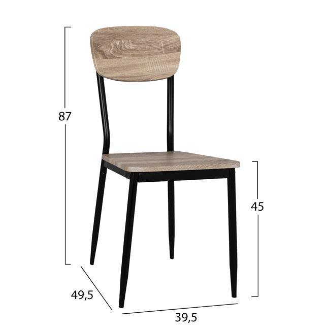 Set Dining Table 5 Pieces Hm10339 With Sonama Desktop And Black Legs 110x70x76cm