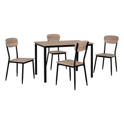 Set Dining Table 5 Pieces Hm10339 With Sonama Desktop And Black Legs 110x70x76cm