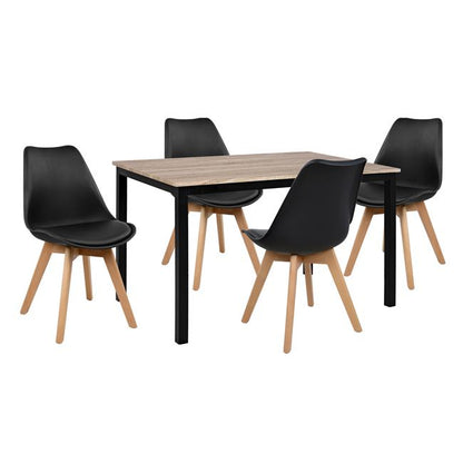 Set Dining Table 5 Pieces Hm10341 Table 110x70x76 Cm & 4 Chairs Vegas