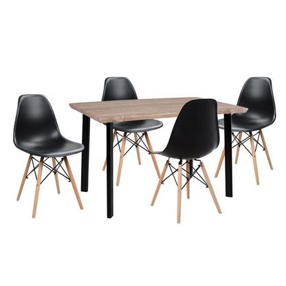 Set Dining Table 5 Pieces Hm10343 Table & 4 Chairs Twist 110x70x75.5 Cm