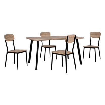 Set Dining Table 5 Pieces Hm10345 With Sonama Desktop And Black Legs 140x80x76 Cm