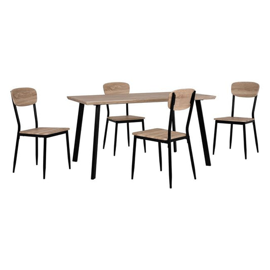 Set Dining Table 5 Pieces Hm10345 With Sonama Desktop And Black Legs 140x80x76 Cm