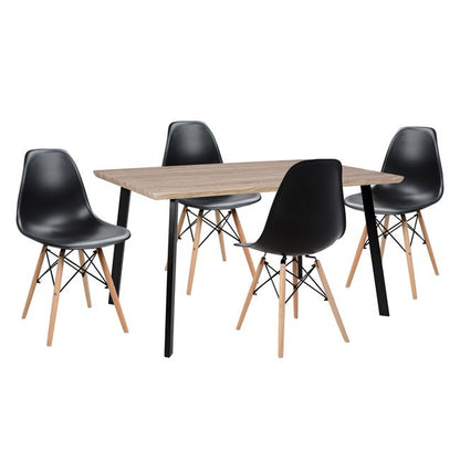 Set Dining Table 5 Pieces Hm10346 Table 140x80x76 Cm & 4 Chairs Twist