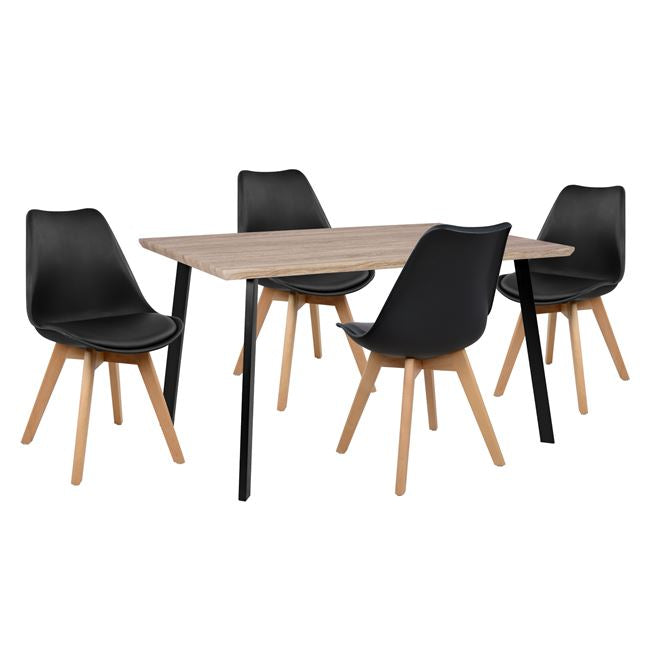 Set Dining Table 5 Pieces Hm10347 Table 140x80x76 Cm & 4 Chairs Vegas