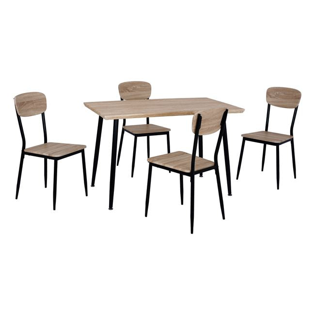 Set Dining Table 5 Pieces Hm10348.01 Sonama Desktop And Black Legs 120x70x76,5y Cm