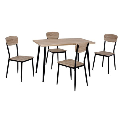Set Dining Table 5 Pieces Hm10348.01 Sonama Desktop And Black Legs 120x70x76,5y Cm