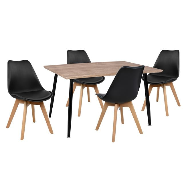 Set Dining Table 5 Pieces Hm10350.01 Table 120x70x76,5 Cm & Chairs Vegas