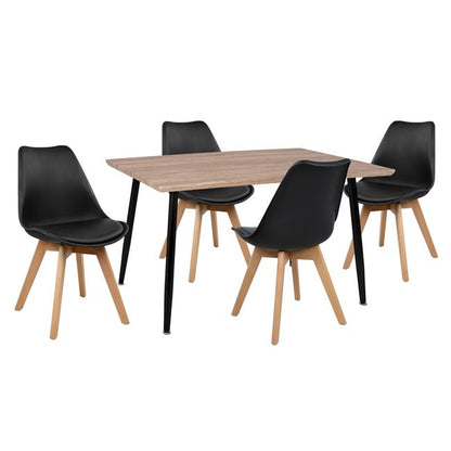 Set Dining Table 5 Pieces Hm10350.01 Table 120x70x76,5 Cm & Chairs Vegas