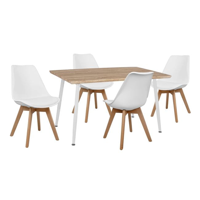 Set Dining Table 5 Pieces Hm10350.02 Table 120x70x76,5 Cm & Chairs Vegas