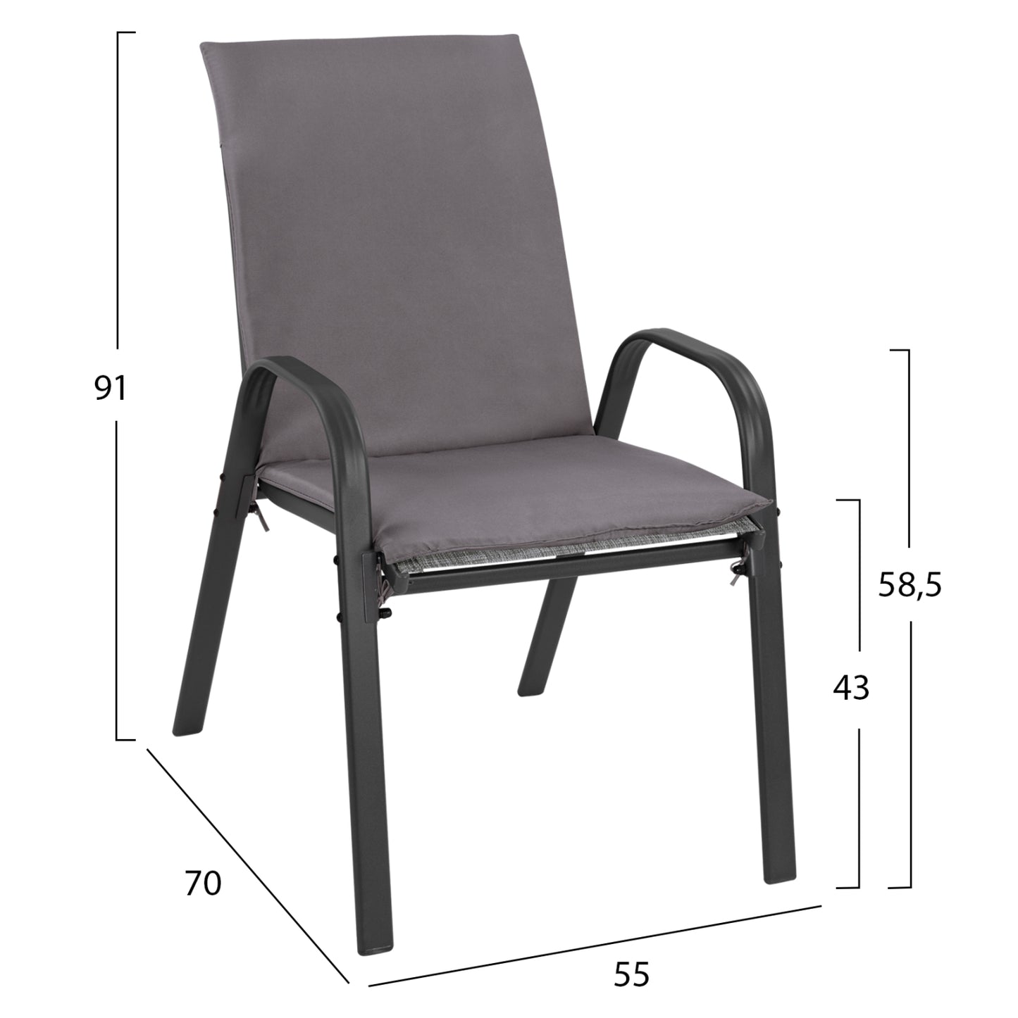 Outdoor Dining Set 5pcs Hm10570.01-chairs With Cushion & Table 150x90-greycm