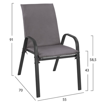 Outdoor Dining Set 5pcs Hm10570.01-chairs With Cushion & Table 150x90-greycm