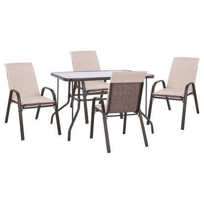 Outdoor Dining Set 5pcs Hm10568.02 Table 120x70cm & 4 Chairs With Cushion- In Brown Color