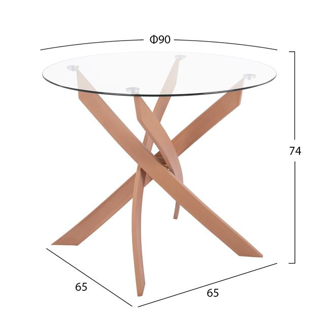 Set Dining Table 5 Pieces Chairs Vanessa White & Metallic Table Round 90x74 Hm11304