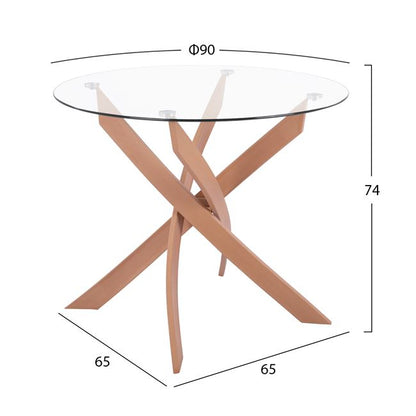 Set Dining Table 5 Pieces Chairs Vanessa White & Metallic Table Round 90x74 Hm11304