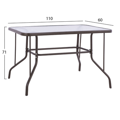 Outdoor Dining Set 5pcs Hm10566.02 With Table 110x60cm & 4 Chairs With Cushions In Brown