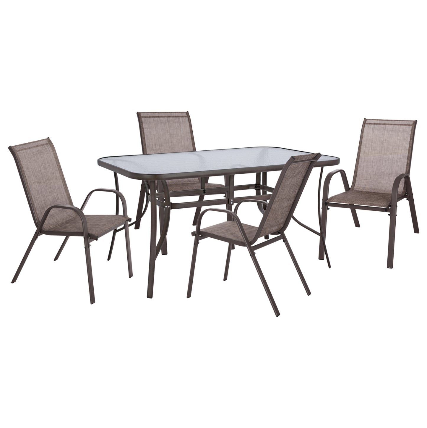 Set Dining Table 5 Pieces With Metallic Frame Table & Chairs Hm5201