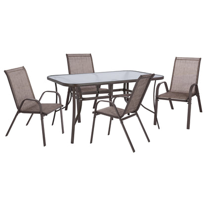 Set Dining Table 5 Pieces With Metallic Frame Table & Chairs Hm5201