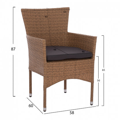 ΣΕΤ ΤΡΑΠΕΖΑΡΙΑΣ 5ΤΜΧ ΤΡΑΠ. 120Χ70 & ΠΟΛΥΘΡΟΝΕΣ Wicker Rattan ΜΠΕΖ ΚΑΦΕ Hm11712.32