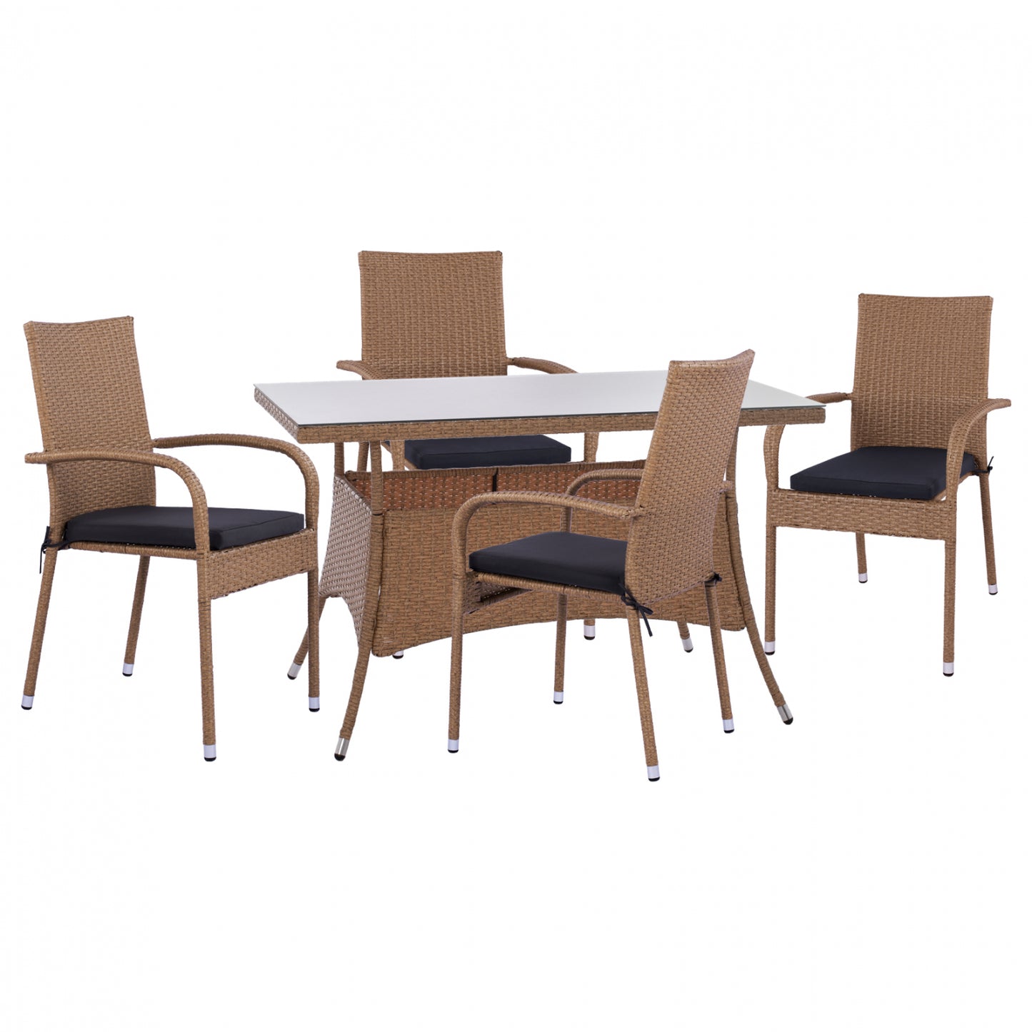 ΣΕΤ ΤΡΑΠΕΖΑΡΙΑΣ 5ΤΜΧ ΤΡΑΠ. 120Χ70 & ΠΟΛΥΘΡΟΝΕΣ Wicker Rattan ΜΠΕΖ ΚΑΦΕ Hm11711.32