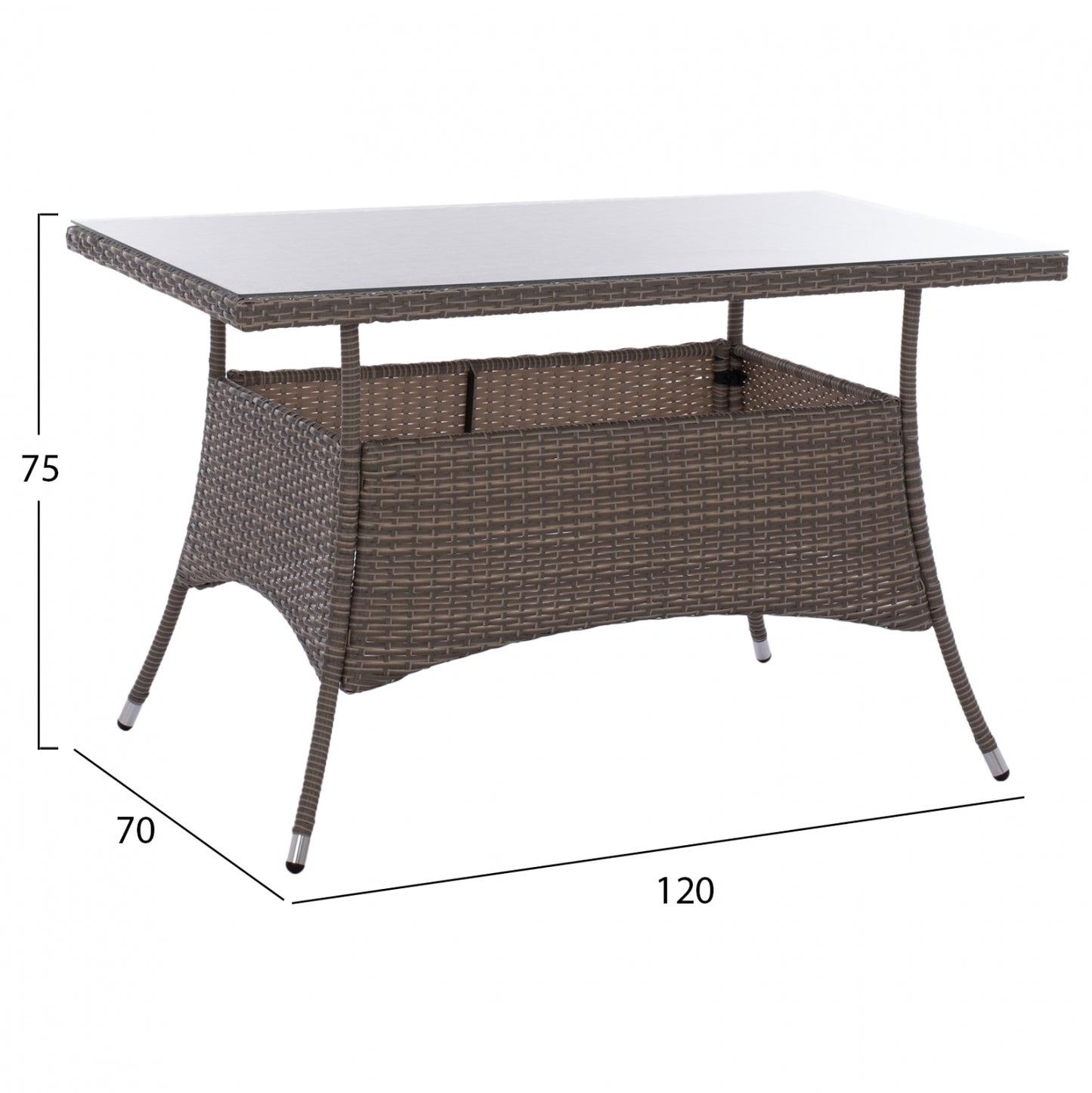 ΣΕΤ ΤΡΑΠΕΖΑΡΙΑΣ 5ΤΜΧ ΤΡΑΠ. 120x70 & ΠΟΛΥΘΡΟΝΕΣ Wicker Rattan ΓΚΡΙ Hm11711.31