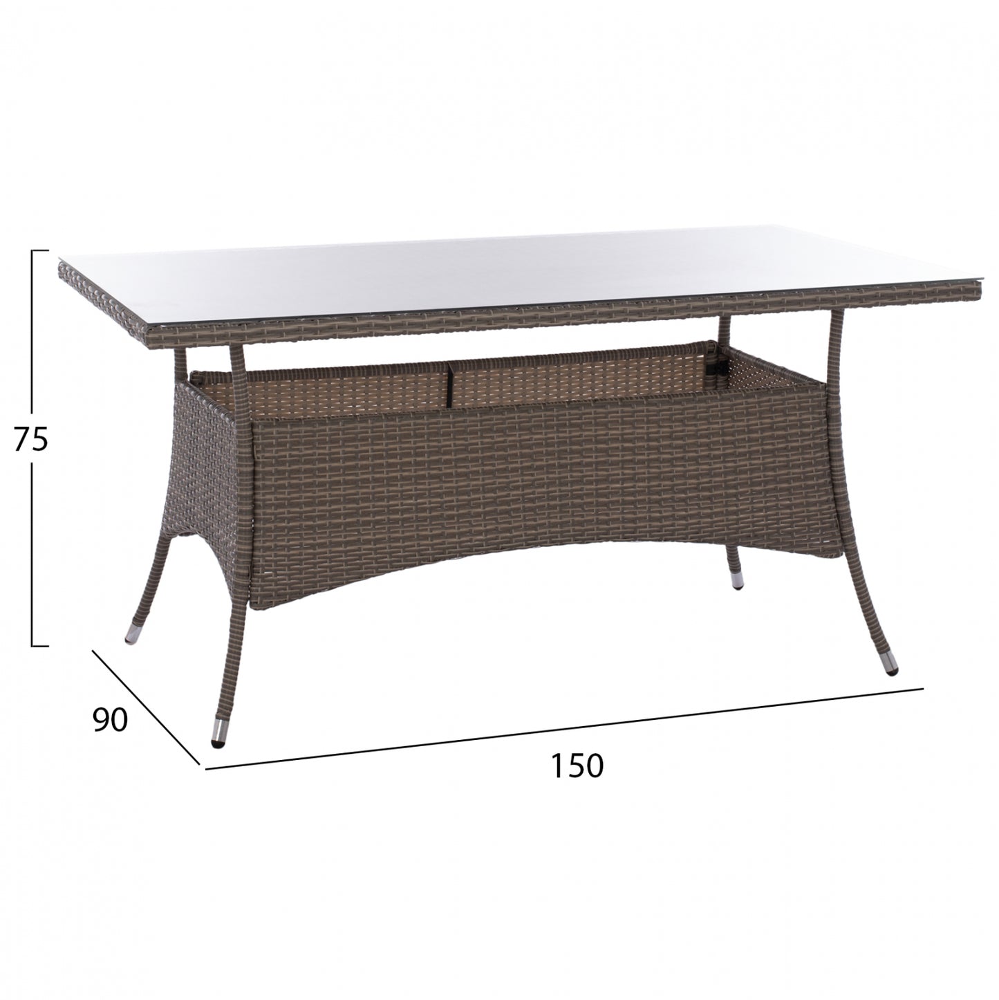 ΣΕΤ ΤΡΑΠΕΖΑΡΙΑΣ 5ΤΜΧ ΤΡΑΠ. 150Χ90 & ΠΟΛΥΘΡΟΝΕΣ Wicker Rattan ΓΚΡΙ Hm11713.01