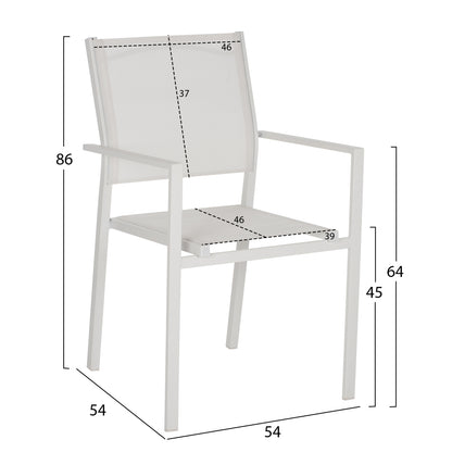 Outdoor Dining Set Hm11836 5pcs Aluminum Polywood Table & Metal Armchairs Textline White