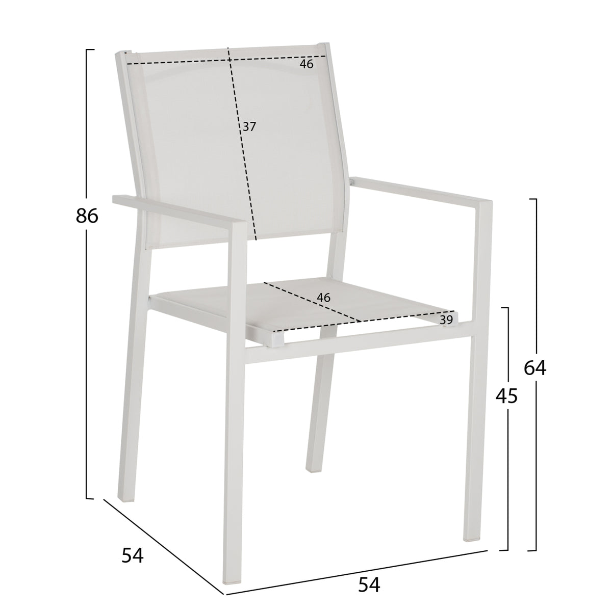 Outdoor Dining Set Hm11836 5pcs Aluminum Polywood Table & Metal Armchairs Textline White