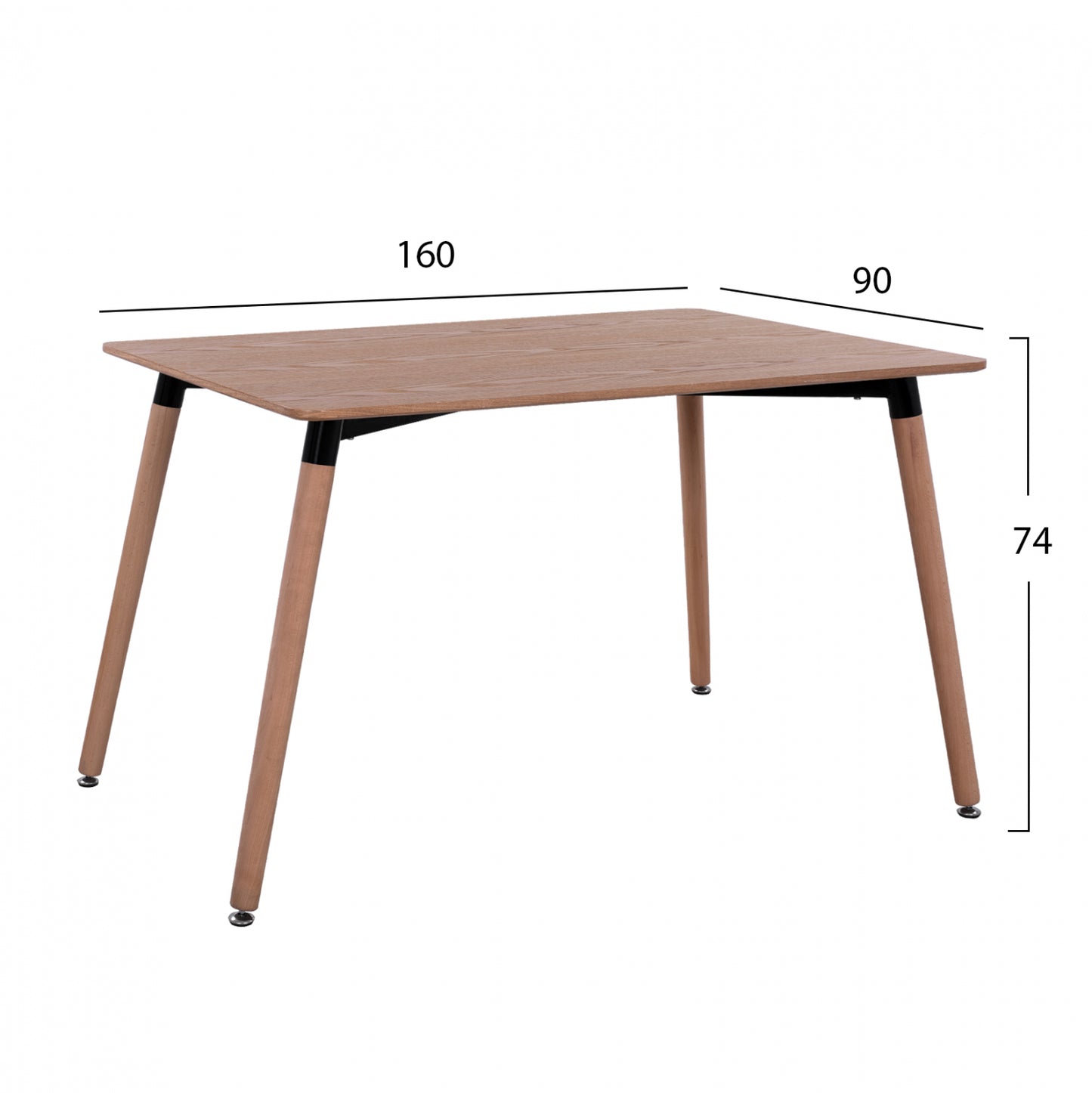 Set Dining Table 5 Pieces Table 160x90 & Armahcir Velvet Grey Hm11347.01